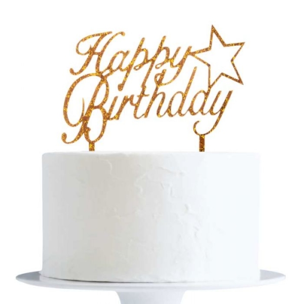 Torten Topper Gold - Happy Birthday